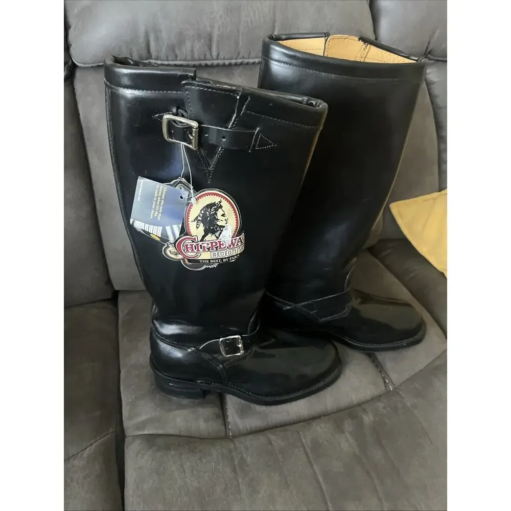 Chippewa Baden Trooper Made In USA 71418 Mens Black Motorcycle Boots 8.5D - Picture 2 of 16